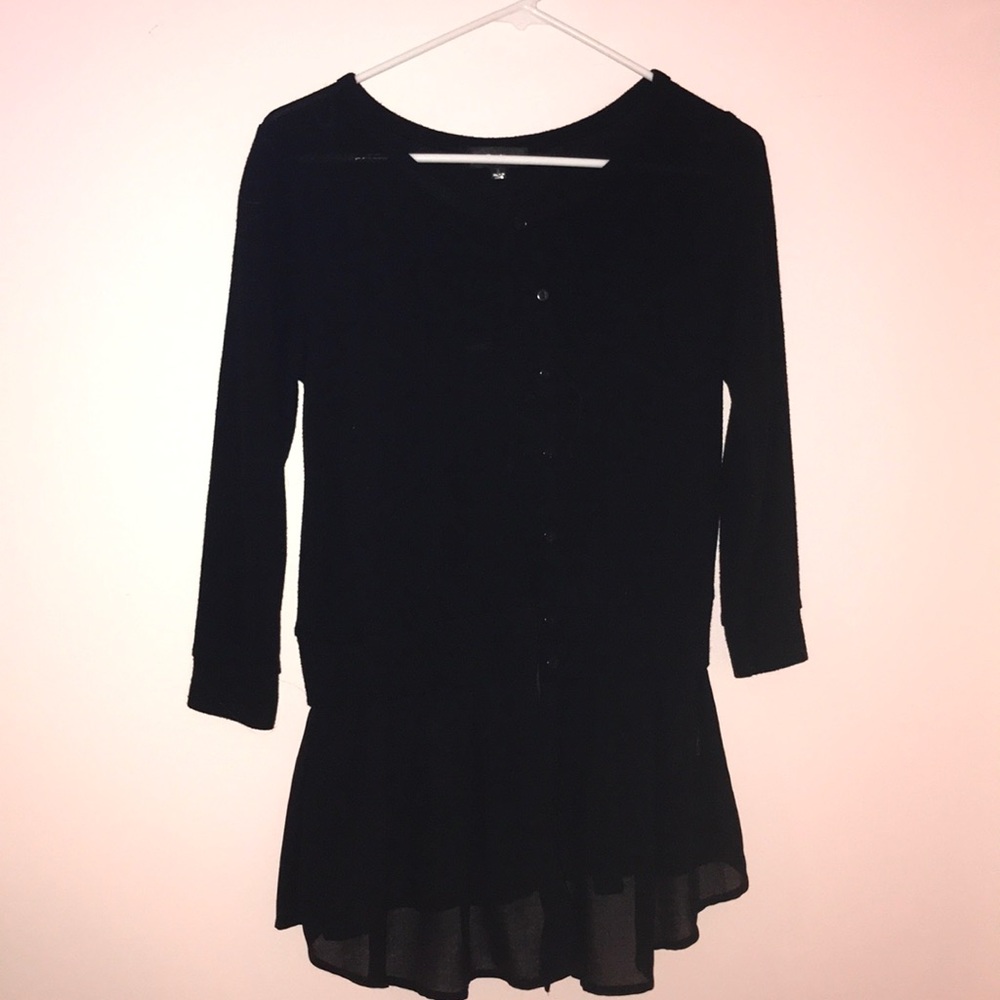 Black Cardigan with see-through trim